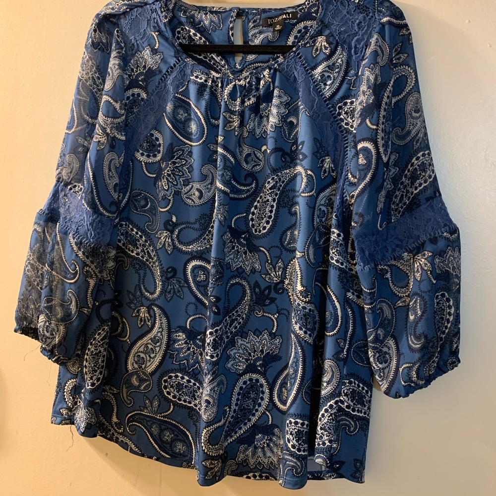 Blue paisley blouse
